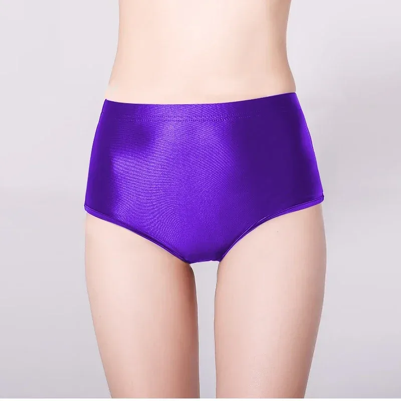 Brilhante sem costura elastano shorts sedoso suave sexy calças sólidas calças de cintura alta motociclista correndo treino cuecas masculinas