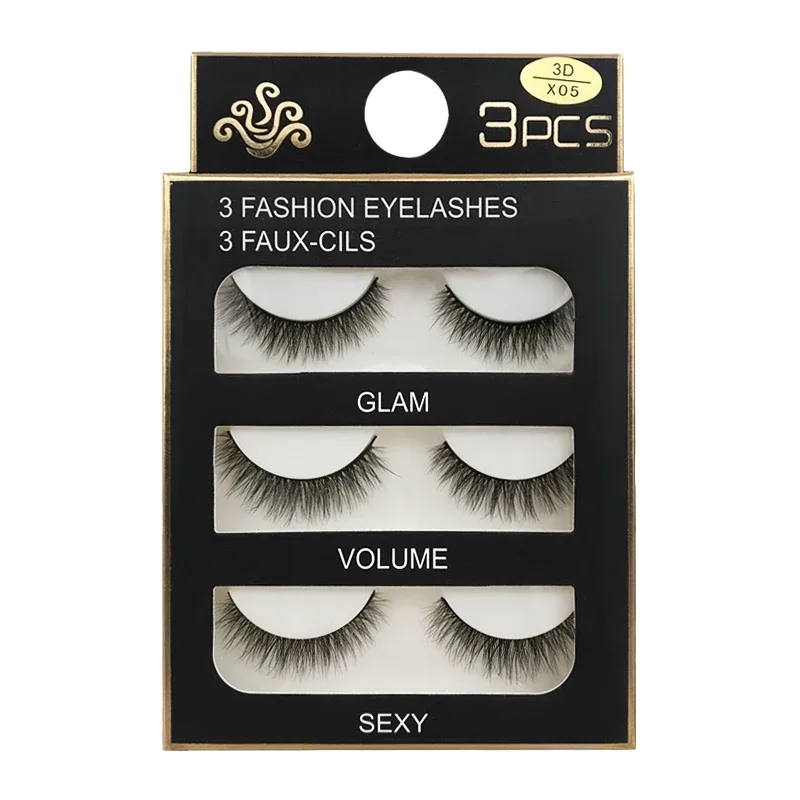 Falso cils 3 pares cílios postiços naturais longos 3d vison cílios macios macios finos feitos à mão cílios falsos ferramentas de maquiagem dos olhos