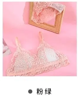 French Summer Bralette - Wireless Push-Up Bra for Small Chest Ultra-Thin Triangle Cups & Sexy Lingerie Set & Sexy Tushy