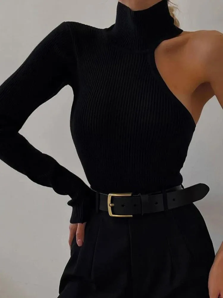 Fantasia manga única fora do ombro bodysuit sexy gola alta com nervuras corpete de malha outono rave outfits bodysuits para mulher