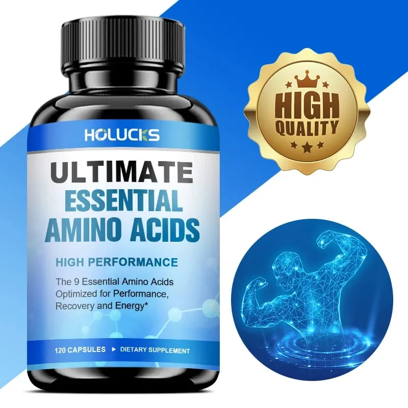 Cápsulas avançadas de aminoácidos para construção corporal, ajudam a aumentar a resistência, a síntese de proteínas, a construir massa muscular, energia abdominal