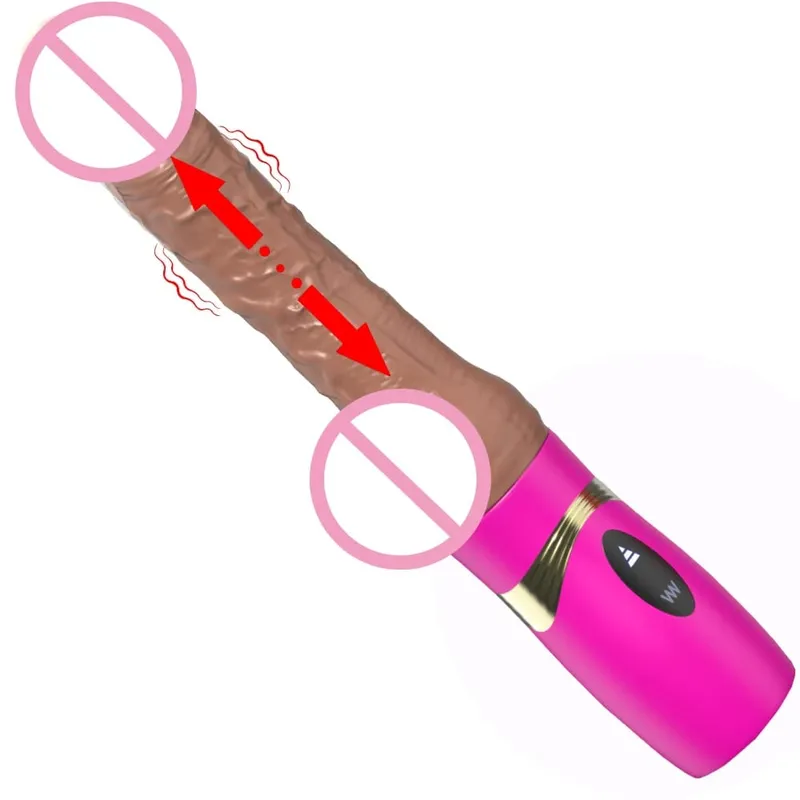 女性逼真推力假陽具振動器帶加熱和伸縮功能肛門陰道刺激器情侶性玩具