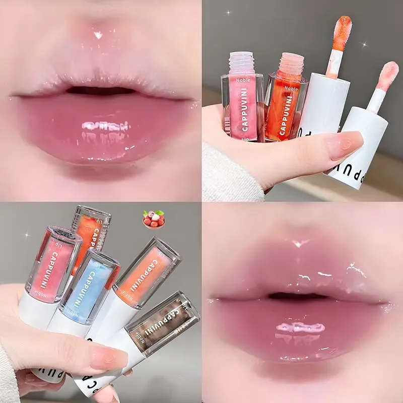 Brilho labial transparente cinza roxo, brilho labial hidratante, secagem de lábios, espelho labial, matiz, aumento, hidratante, cristal, óleo labial, maquiagem