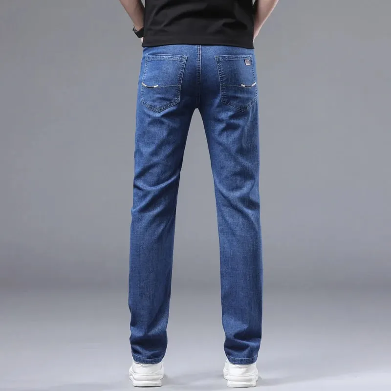 Wthinlee 8 modelos primavera outono negócios jeans masculino casual estiramento reto moda clássico trabalho calças jeans roupas de marca — image 12