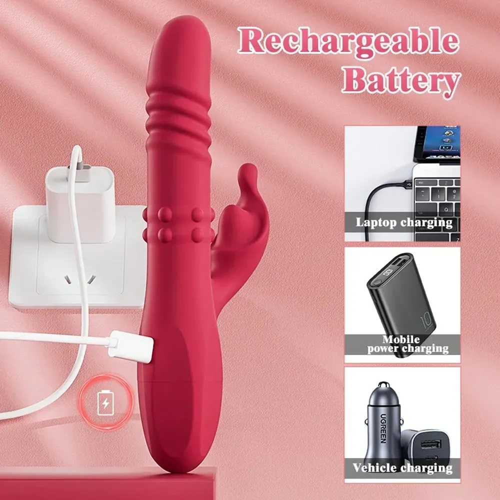 Rabbit Vibrator for Women 10-Speed Thrusting Dildo Clit & G-Spot Stimulator Rotating Mode Couples Sex Toy for Pleasure
