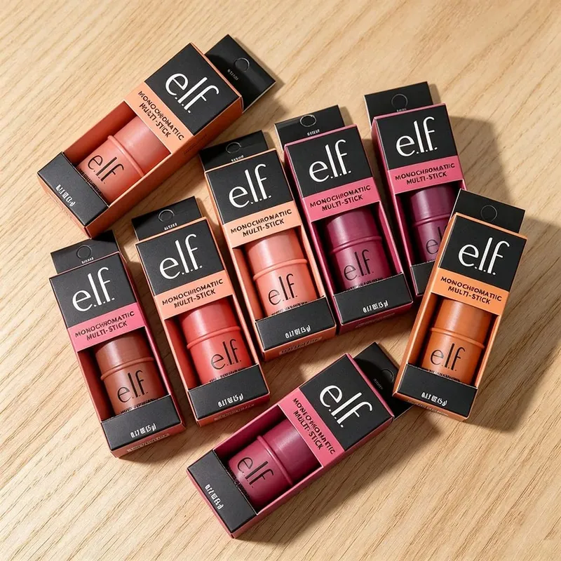 Elf bastão de blush multiuso três em um, alto brilho, contorno natural, maquiagem nude para lábios e bochechas