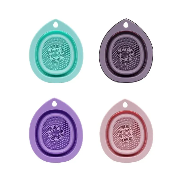 Escova de maquiagem de silicone limpador dobrável escova de cosméticos tigela de limpeza em pó puff beleza esponja tapete de lavagem escovas almofada de purificador