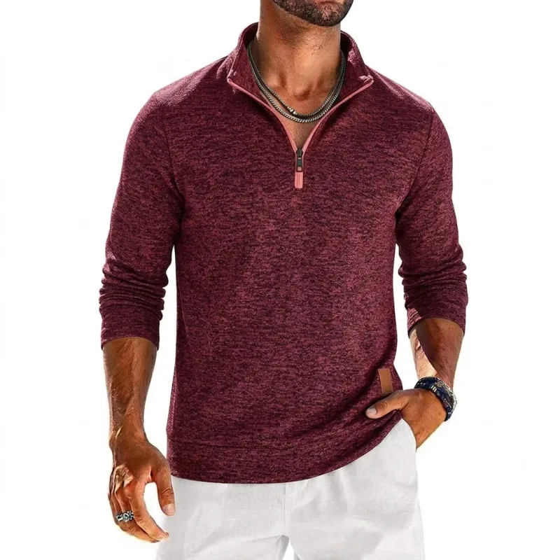 Long Sleeve Quarter Zip Men's Sweatshirt Solid Pullover Man Zip Up Hoodies for Man Casual Mens Coats Male Sweatshirt Poleron Men