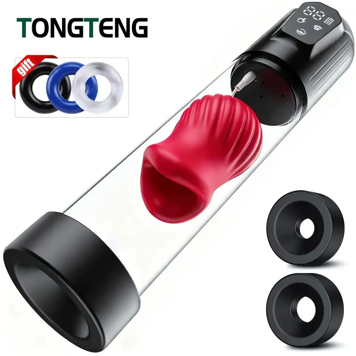 Bomba peniana elétrica com 5 sucção, 6 modos de treinamento, masturbador masculino automático, bombas lcd, ampliadores, brinquedos sexuais para homens — image 3