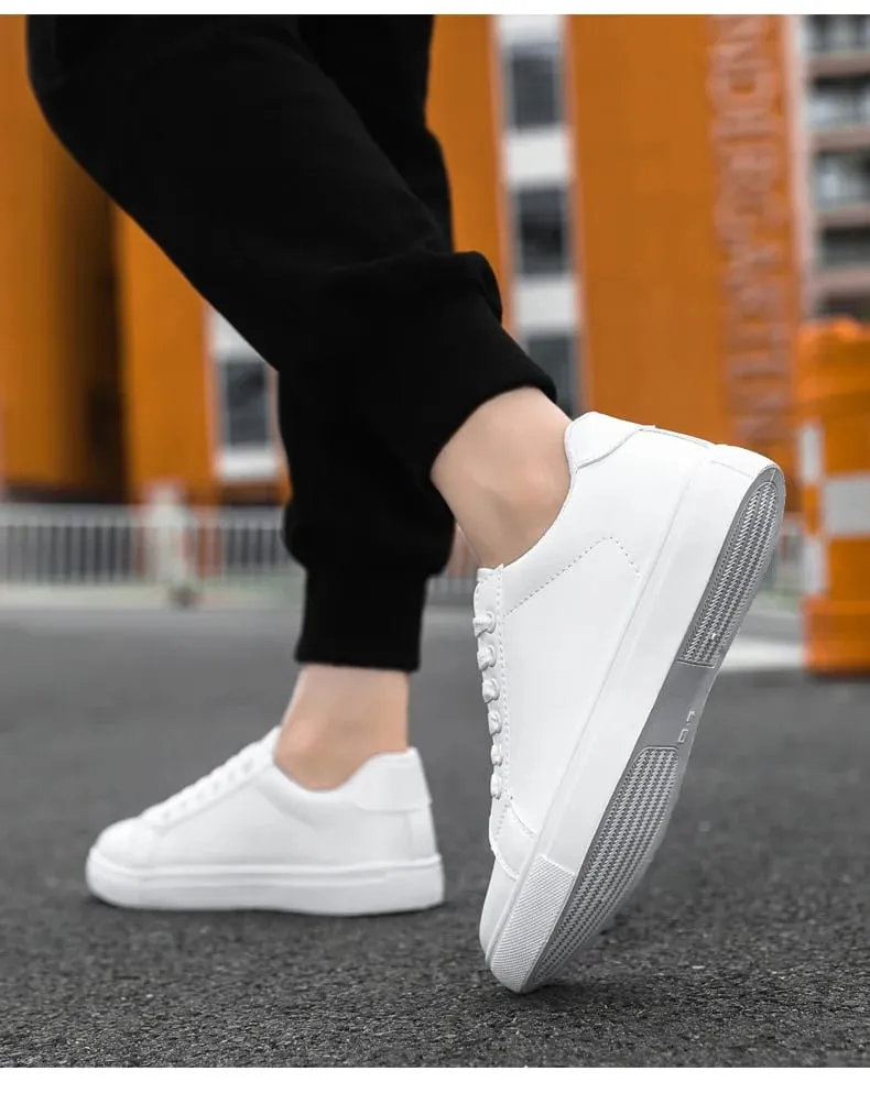 Branco preto masculino sapatos confortáveis ​​casuais sapatos de skate masculino sólido lazer tênis leve sapatos de caminhada