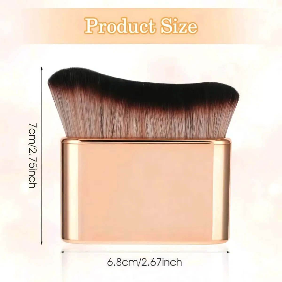 1 pincel de base em ouro rosa para bronzeamento, mistura de base, blush, sombra, bronzeador e base no rosto e pescoço com cerdas altas e baixas