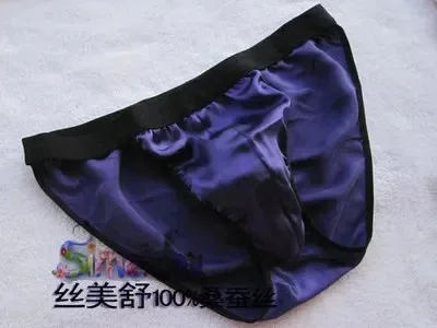 100% 桑蠶絲男士三角褲比基尼設計 T 型內褲半 T 背