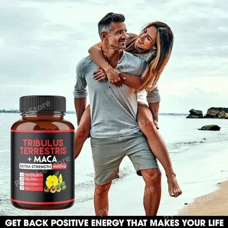Suplemento de Tribulus Terrestris + Extrato de Raiz de Maca Apoia a Vitalidade Energética Saúde Natural de Ervas Não-OGM 90 Cápsulas Veganas