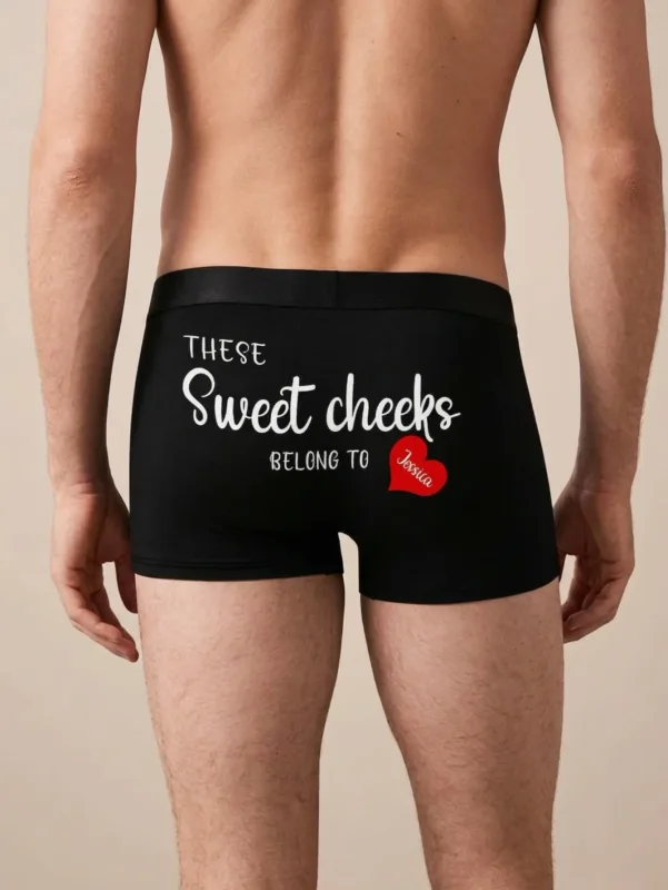Cueca boxer masculina de algodão com nome personalizado, cueca boxer personalizada com nome nas costas, presente para ele, marido, namorado, aniversário e dia dos namorados