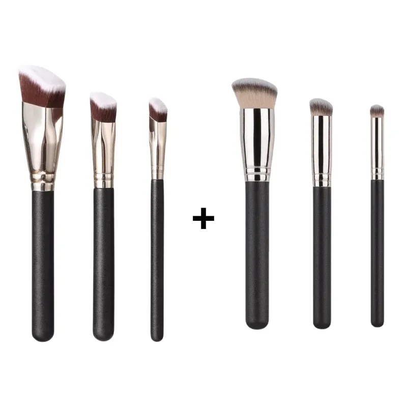 3 pçs conjunto de pincéis de maquiagem de base angular pincéis de maquiagem profissional para base líquida creme bb corretivo feminino ferramentas de beleza