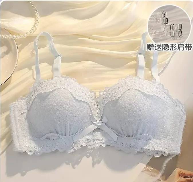 Mulheres sem alças sutiã sem fio anti-deslizamento meia xícara pequeno busto compressão potenciador anti-sag macio lingerie sexy conjunto