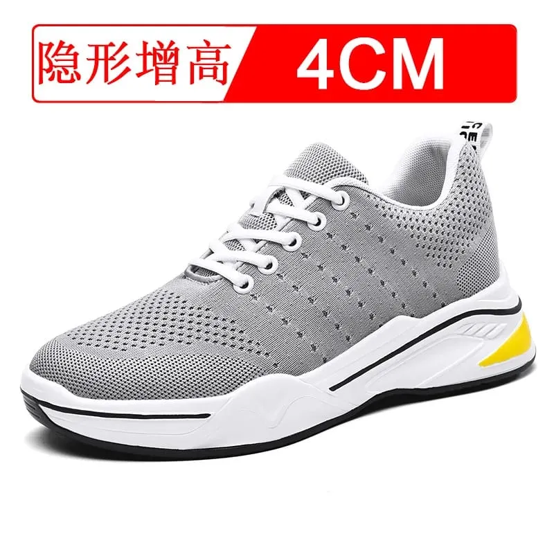 Sapatos de aumento invisível para homens 8cm material de malha respirável sapatos esportivos indoor sapatos casuais
