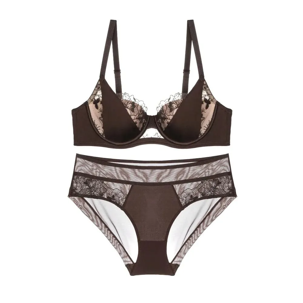Conjunto de sutiã de renda plus size, busto grande, copo d, copo fino, cobertura completa, conjunto de lingerie curvilínea, roupa íntima feminina