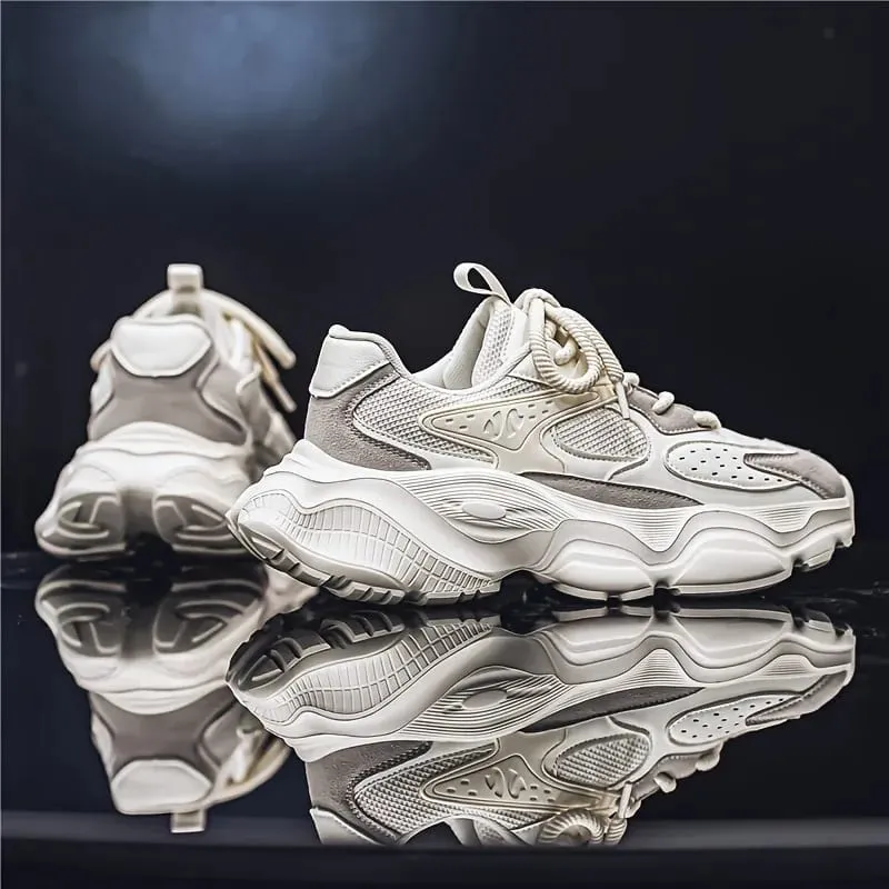 Sapatos casuais masculinos com sola grossa e tendência de primavera e outono, novos sapatos confortáveis ​​para pai, para viagens ao ar livre