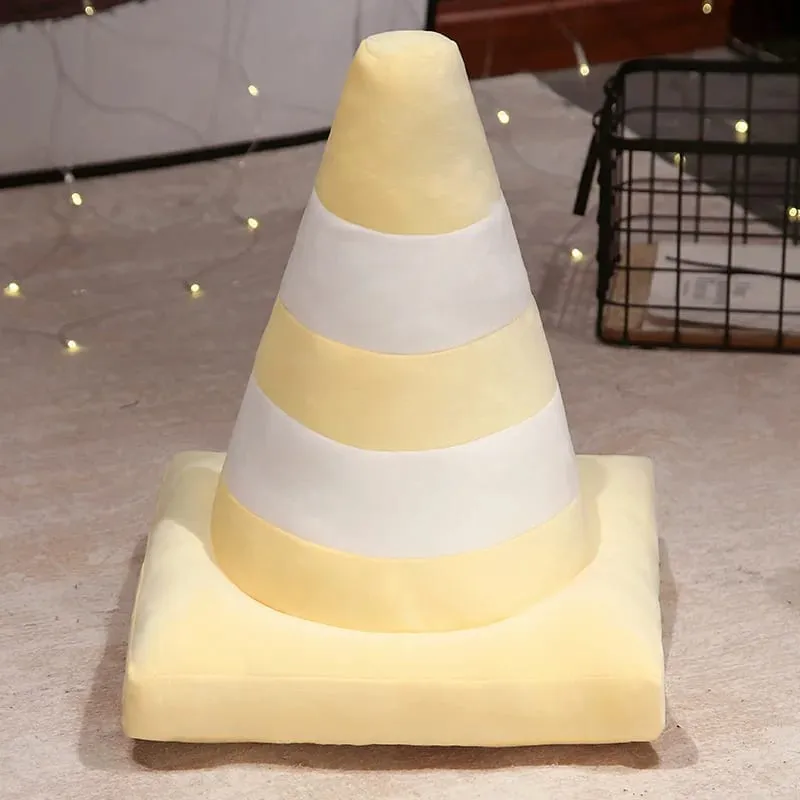 Simulação cone de tráfego travesseiro de pelúcia criativo roadblock brinquedo de pelúcia construção cone sinal almofada boneca crianças meninos estrada jogo presente