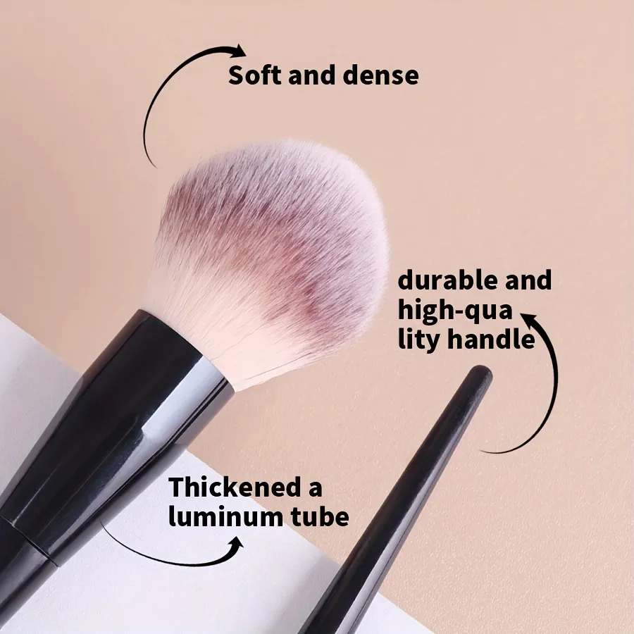 2 pincéis de maquiagem profissional com cerdas grandes e macias de nylon e pontas elípticas/de contorno - compatíveis com blush de base Po