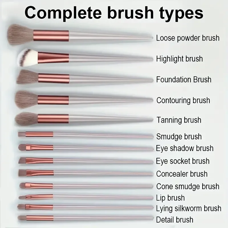 Conjunto de pincéis de maquiagem, sombra, iluminador, corretivo, blush, pó solto, mistura macia, fofa, ferramenta de beleza feminina