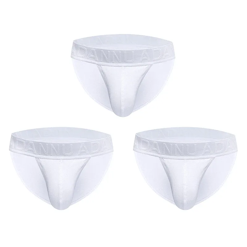Cueca convexa de algodão com nervuras, confortável para a pele, sensação nua, letra em relevo, cintura larga, roupa íntima de ajuste fino