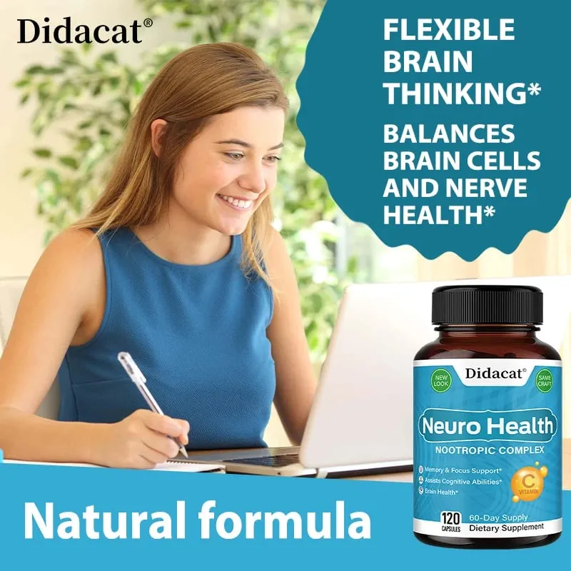 Complexo de Nutrição Cerebral - com Extrato de Bacopa Neuro Health Support Antioxidante Promove a Saúde Nervosa Energia Celular