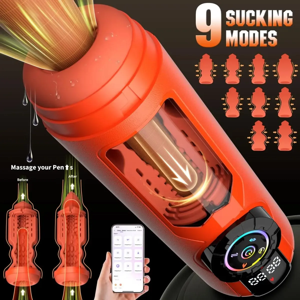 Aquecimento automático masculino masturbador app controle vibratório sucção empurrando masturbação copo pênis bomba brinquedo sexual para homem