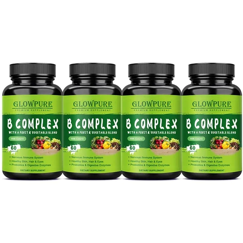 Vitaminas do Complexo B para Sistema Nervoso e Energia - Apoia a Imunidade, Saúde do Coração, Cabelo, Pele e Unhas