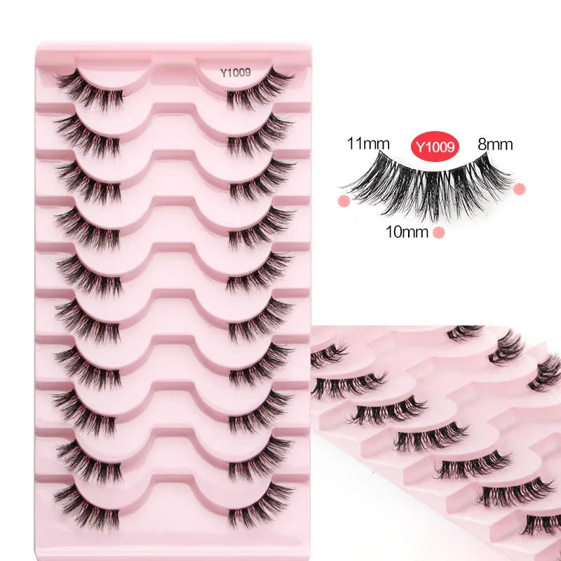 Half Eye Lashes Cat Eye Lashes 3/5/10 Pairs False Eyelashes Fluffy Soft Natural Look Clear Band 3D Mink Lashes Extension Makeup
