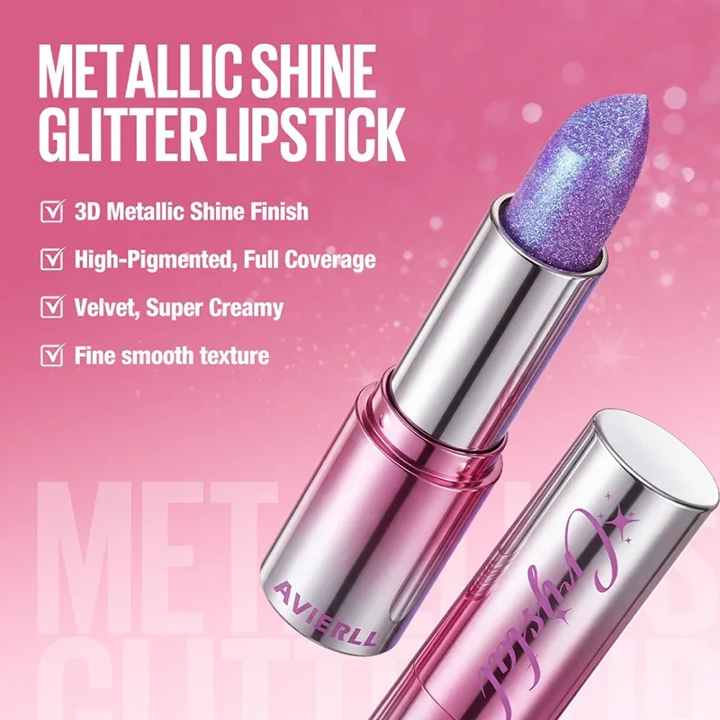6 Color Polarised Shimmer Lipstick Metallic Pearlescent Pink Glitter Lipstick Waterproof Lasting Lip Tint Women Cosmetics Makeup — image 3
