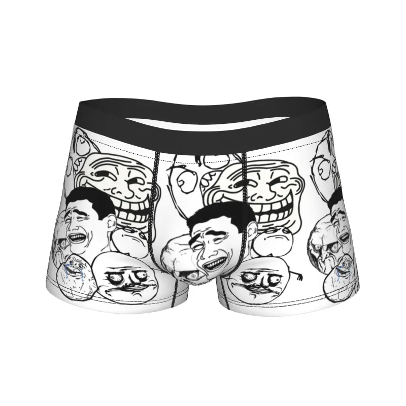 Rage comic trollfac tronco engraçado anime bolsa roupa interior venda quente padrão boxer breve confortável cuecas masculinas plus size