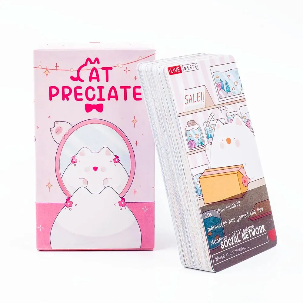 Novo estilo gato apreciar tarô 48 cartas baralho adivinhação destino tarô oráculo cartas festa entretenimento tabuleiro jogo de jogo 10.4x6.1cm
