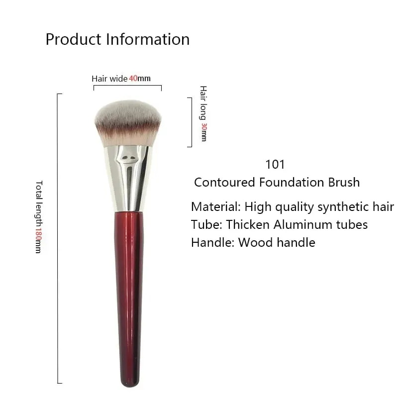1pc angular base líquida fundação pincéis de maquiagem contorno corretivo compõem escovas cabo de madeira vermelha ferramentas cosméticas 101