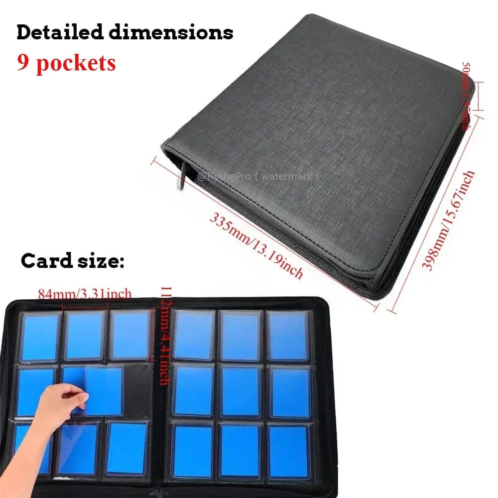 4 ligantes toploader de bolso tcg para pkm detém 112 + 3 "x4" suporte de cartão de couro bolsos dupla face para cartões mtg ptcg