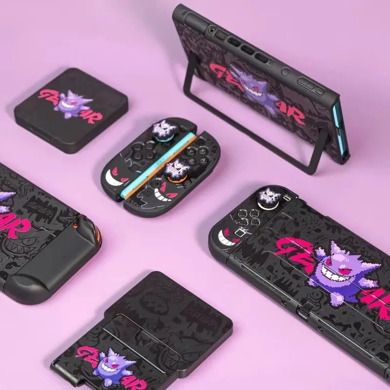 Anime Pokemon Gengar Holder Case For Nitendo Switch 2 Cartoon Removable Handle Holder Protective Cover Grip Cap Game Accessories