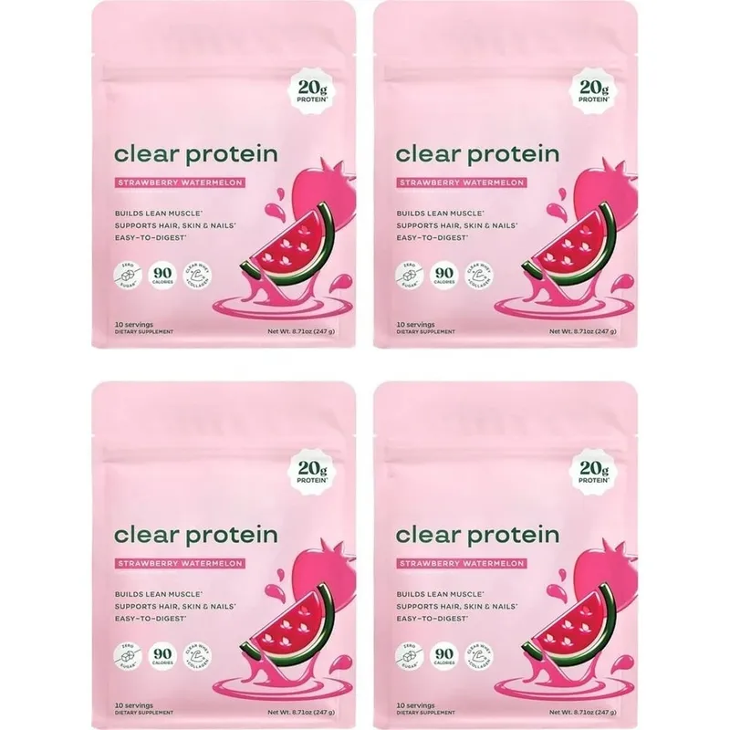 Proteína em pó transparente com 20g de proteína por porção, mistura de enzimas digestivas e peptídeos de colágeno bovino - 10 porções