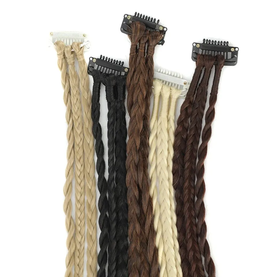 Synthetic Braid Clip in Hair Extensions Braids Long Ponytail Hairpieces For Women Kids Girls Daily Party Cosplay
