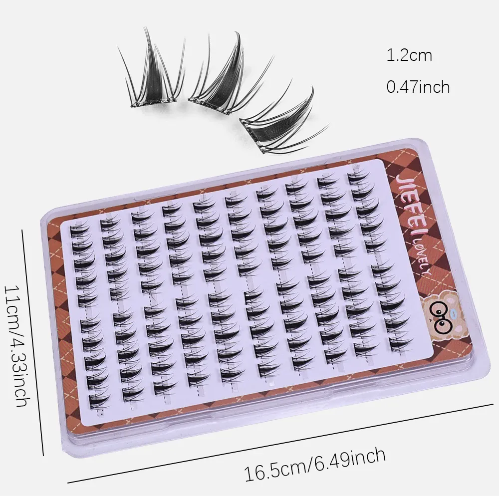 Kit de cílios seccionados de fibra fosca macia autoadesiva 10 linhas sem cola 3D mangá natural DIY cílios de maquiagem para os olhos