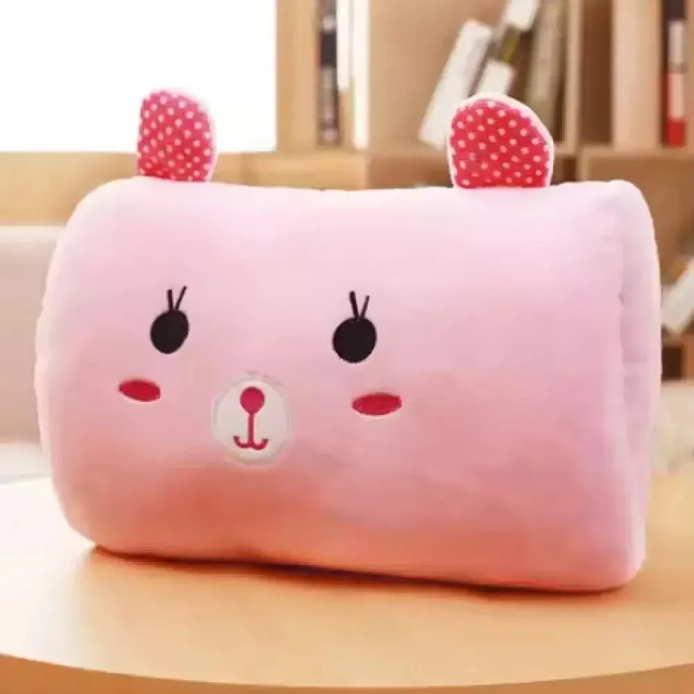 Almofada criativa de pelúcia para aquecimento das mãos, presente de pelúcia, urso rosa, travesseiro de pelúcia para crianças, luvas de aquecimento para adultos, desenho animado, travesseiro de cochilo