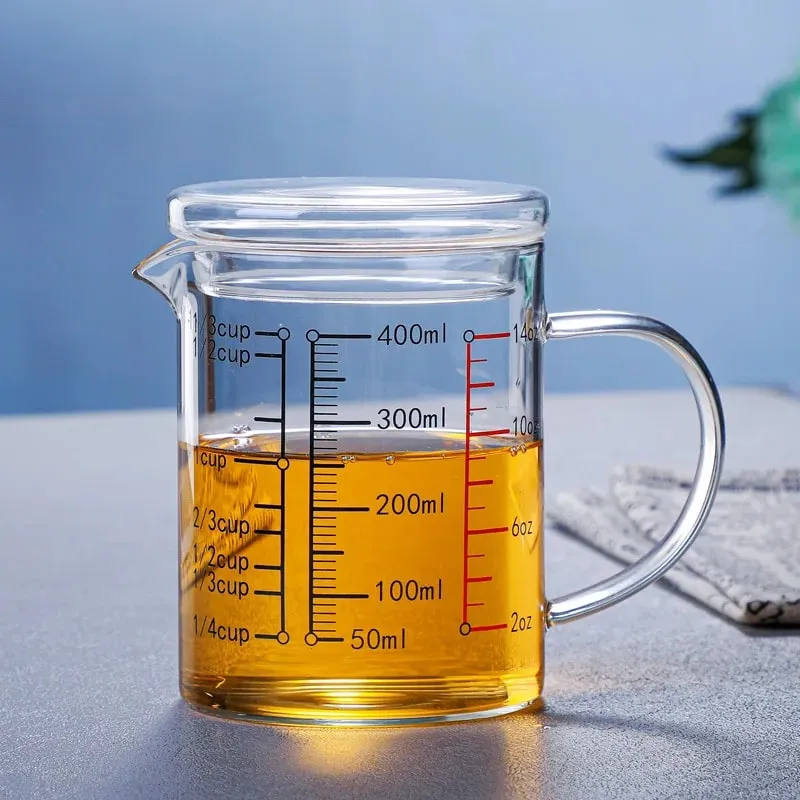 Tasses à mesurer en verre Borosilicate, tasse à échelle en verre transparent avec poignée, bec en forme de V, bécher à mesurer en verre de cuisine