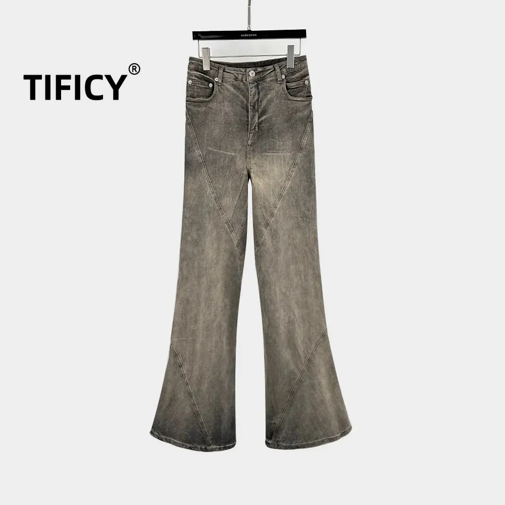 Calça jeans masculina High Street Flare Jeans cinza — image 6