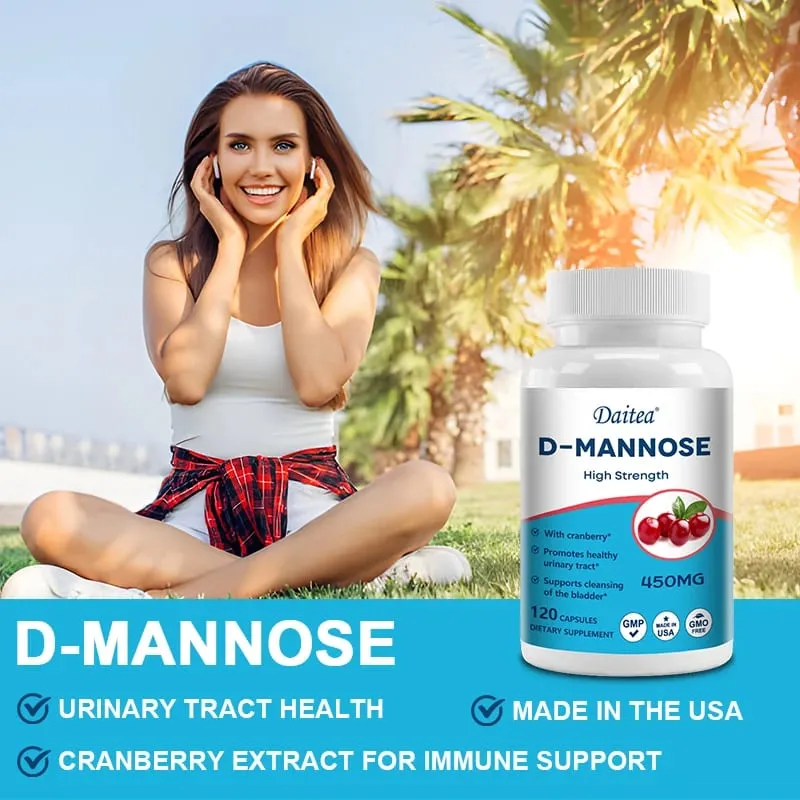 Cápsulas de D-Manose - com 1000mg de Extrato de Cranberry - Limpa, Desintoxica e Apoia a Saúde do Trato Urinário