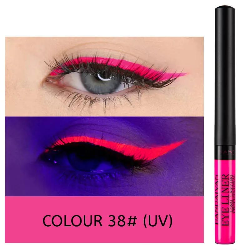 Caneta delineadora neon com luz uv, maquiagem para olhos, vermelho, à prova d'água, cor líquida, lápis de maquiagem, cosméticos, amarelo, fosco, roxo