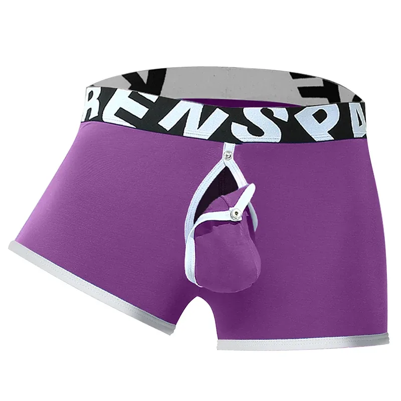 Mens Sexy Boxer Underwear Open Back Underpants Removable U Convex Pouch Panties Middle Waist Knickers