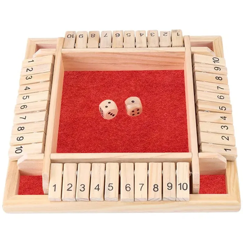 Deluxe quatro lados 10 números fechar a caixa jogo de tabuleiro conjunto de dados de brinquedo festa clube jogos de beber para famílias adultas