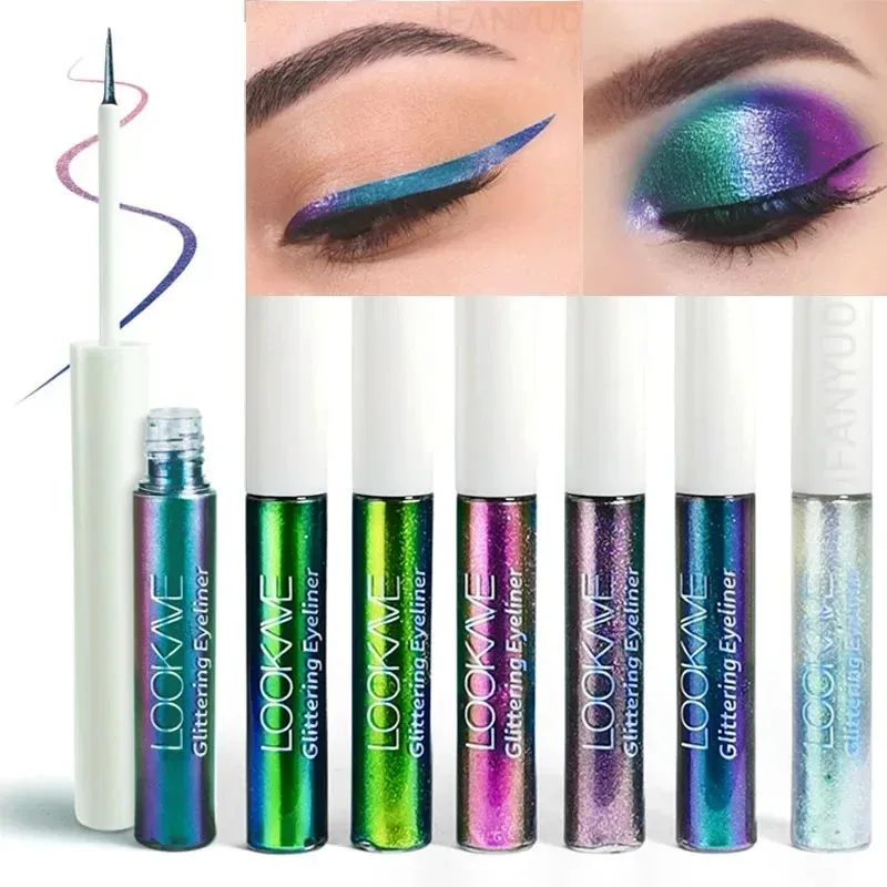 Delineador líquido camaleão brilhante metálico glitter sombra multicolorido delineador perolado polarizado aurora maquiagem com pigmento para os olhos