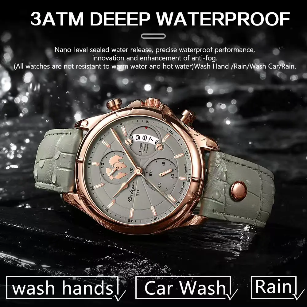Luxury Original Man Watch Chronograph Date Waterproof Men Wristwatch Leather Quartz Business Sports Men's Watches Reloj