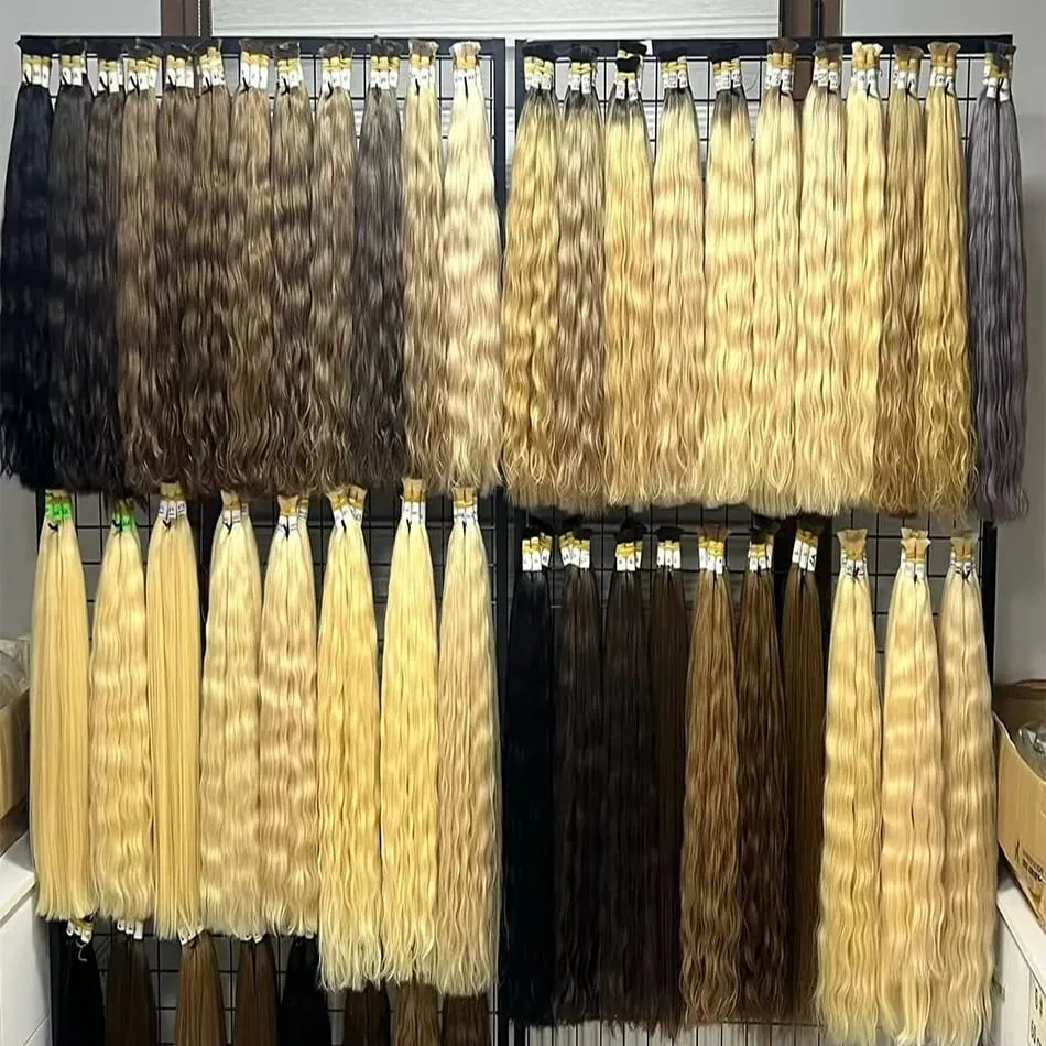 Kein Schuss, 100 % Echthaar-Extensions, Remy-Echthaar, unverarbeitetes natürliches schwarzes indisches Jungfrau-Haar, geflochten für Frauen